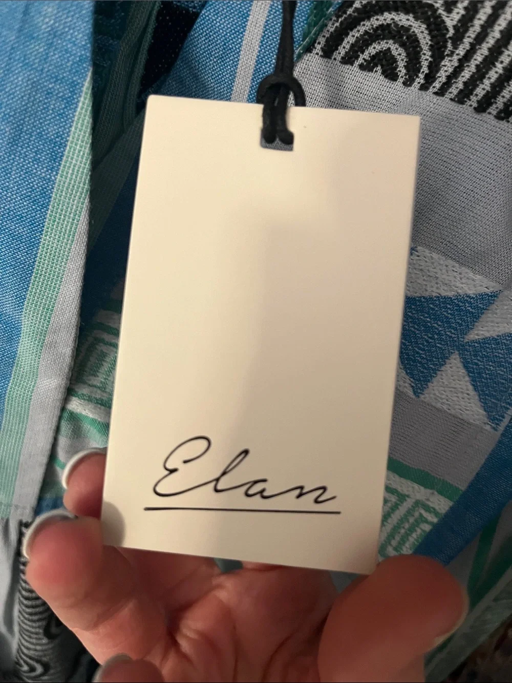 Elan Woman’s blue and green Boho Stripe Tiered Dress - Picture 8 of 8